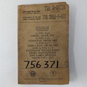TM 9-8030 Department Of The Army Technical Manual 3/4 Ton 4x4 Command Truck 1955